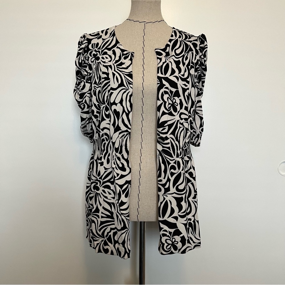 INC black and white patterned cardigan